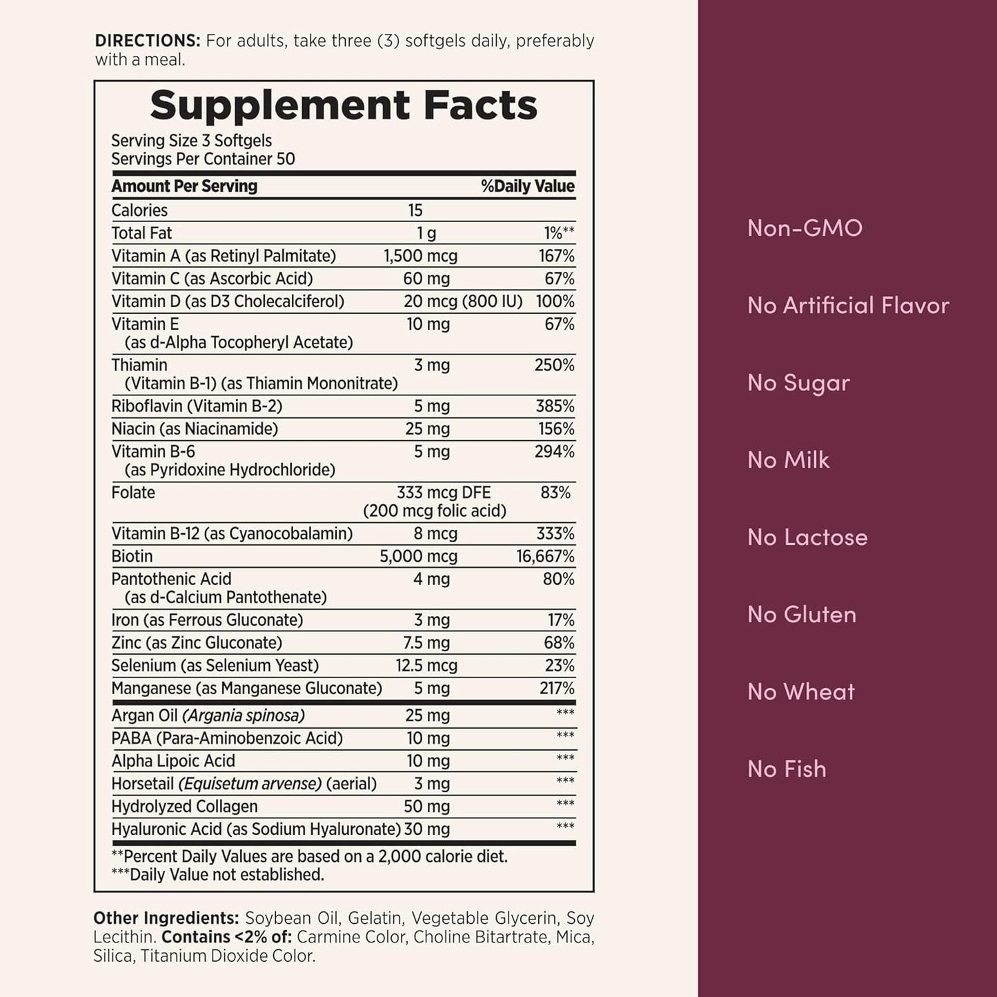Premium Hair Skin Nails Vitamins with Biotin