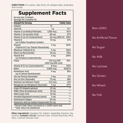 Premium Hair Skin Nails Vitamins with Biotin