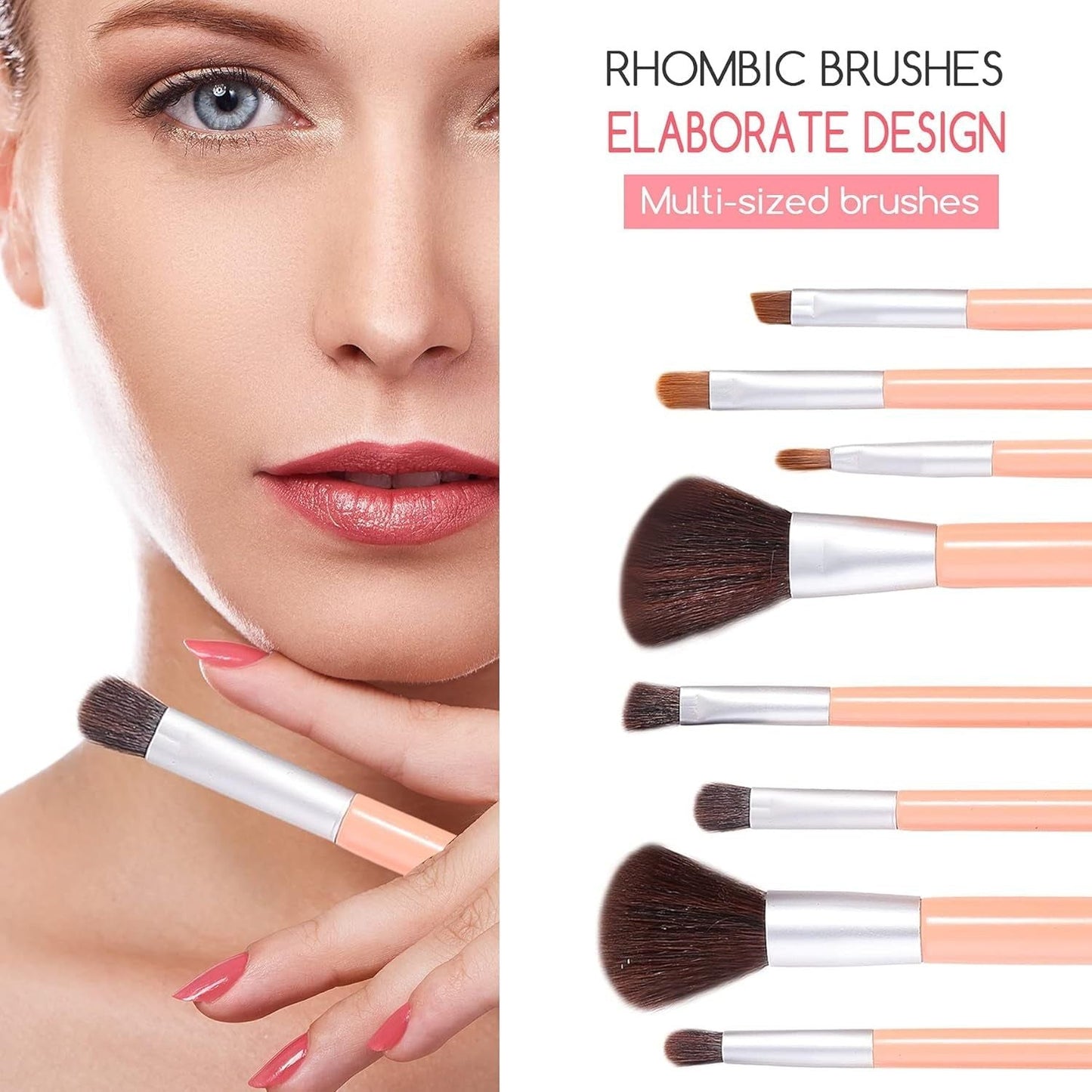 Pink Pro Makeup Brush Kit with Travel Case