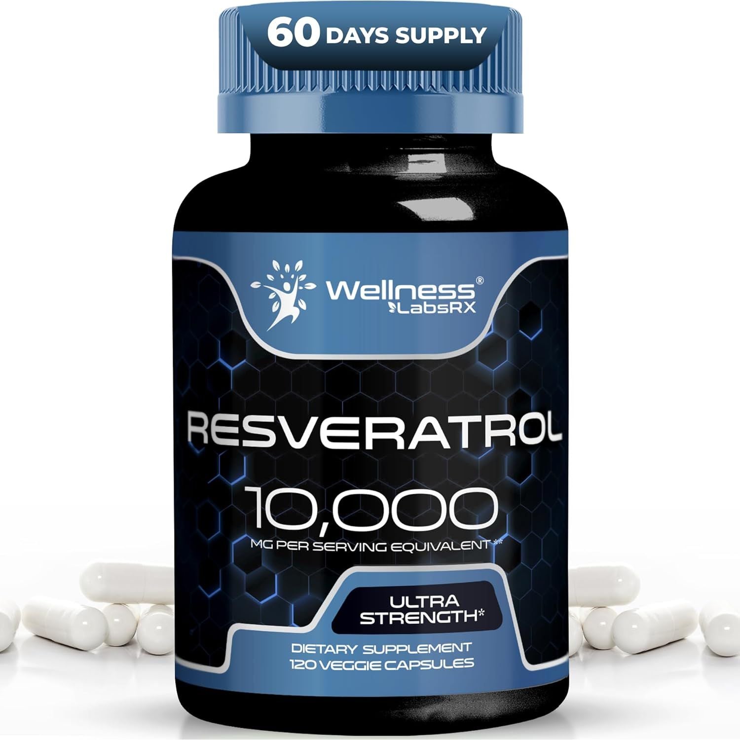 High Potency Resveratrol 10000MG Capsules 120 Count - Mycosmeticslondon