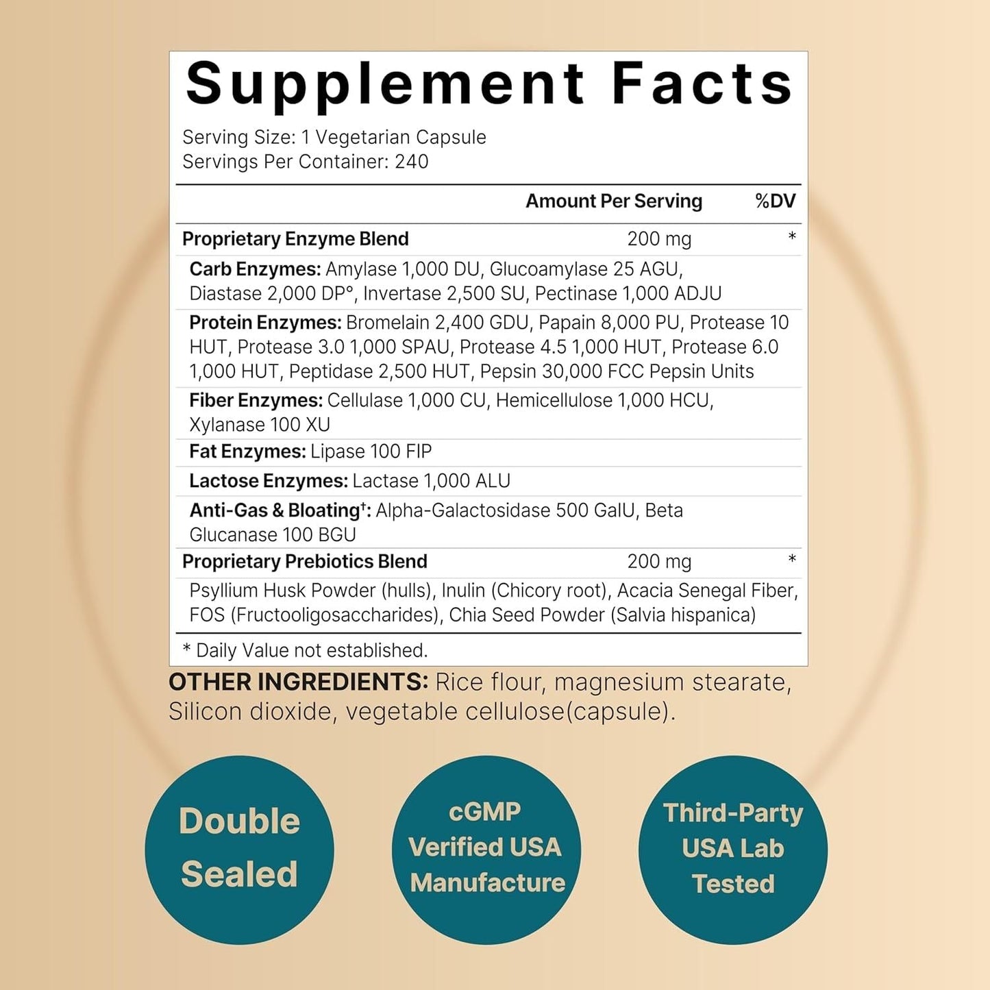 Gentle Gut Health Supplement - 240 Veggie Caps