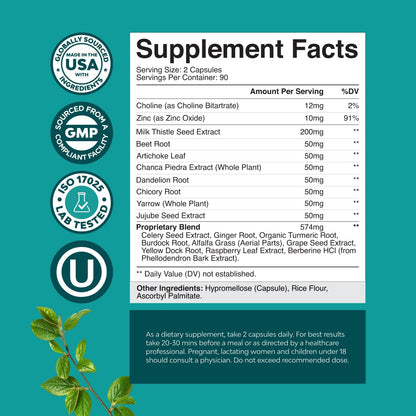 Premium Liver Detox Supplement - 180 Capsules