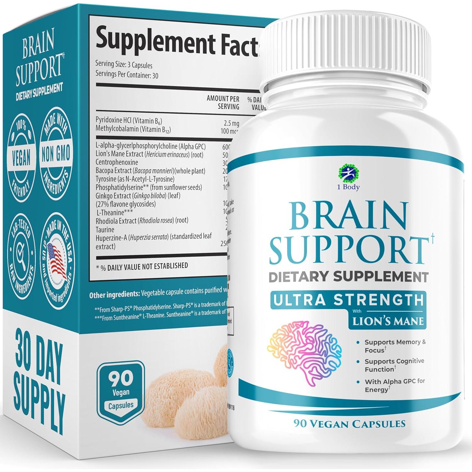 Natural Mind Supplement - 90 Capsules | Brain Health Booster - Mycosmeticslondon