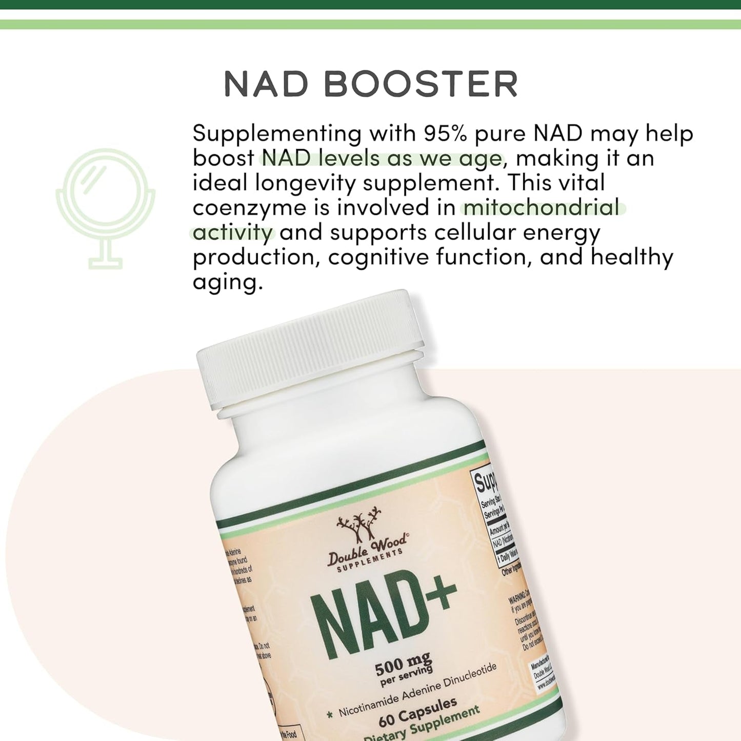 Natural NAD+ Booster Tablets - 60 Count Energy Supplement