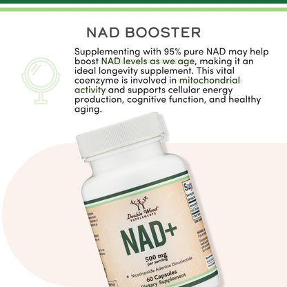 Natural NAD+ Booster Tablets - 60 Count Energy Supplement