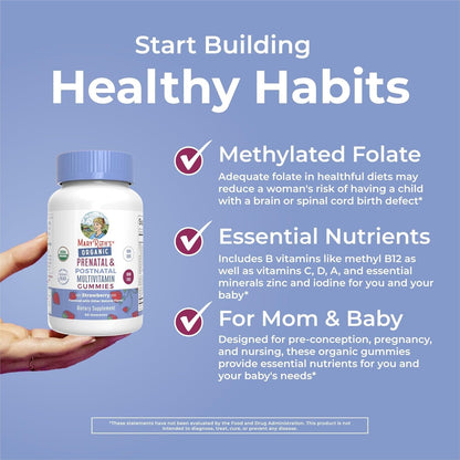 Natural Prenatal Postnatal Gummy Vitamins with Folic Acid