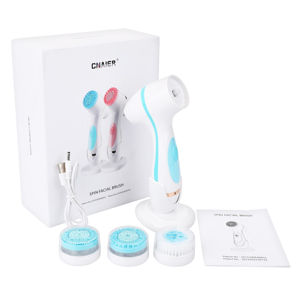 Rechargeable Facial Cleaning Brush Set with 3 Interchangeable Heads