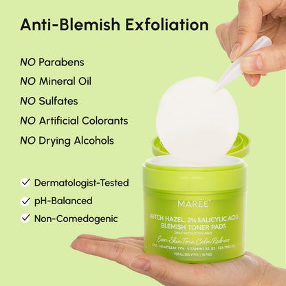 Gentle Exfoliating Toner Pads for Acne Prone Skin