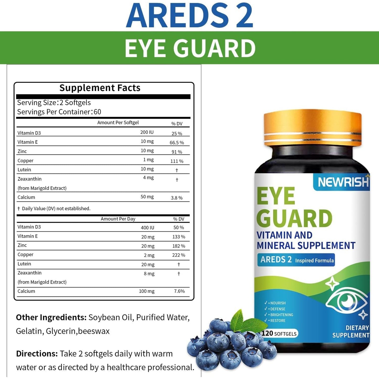 Eye Health Supplement with Antioxidants 120 Softgels