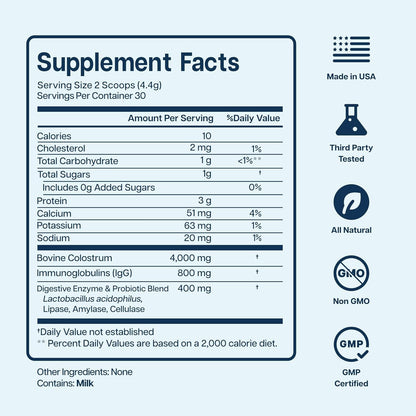 Natural Grass Fed Colostrum Probiotic Supplement Powder