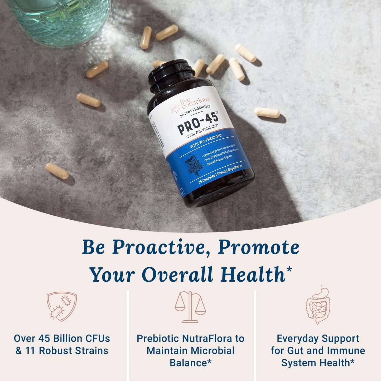 Strong Probiotic Supplement 45 Billion CFU Capsules