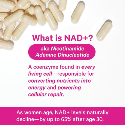 Natural Energy Supplement for Women 500mg NAD+ Capsules