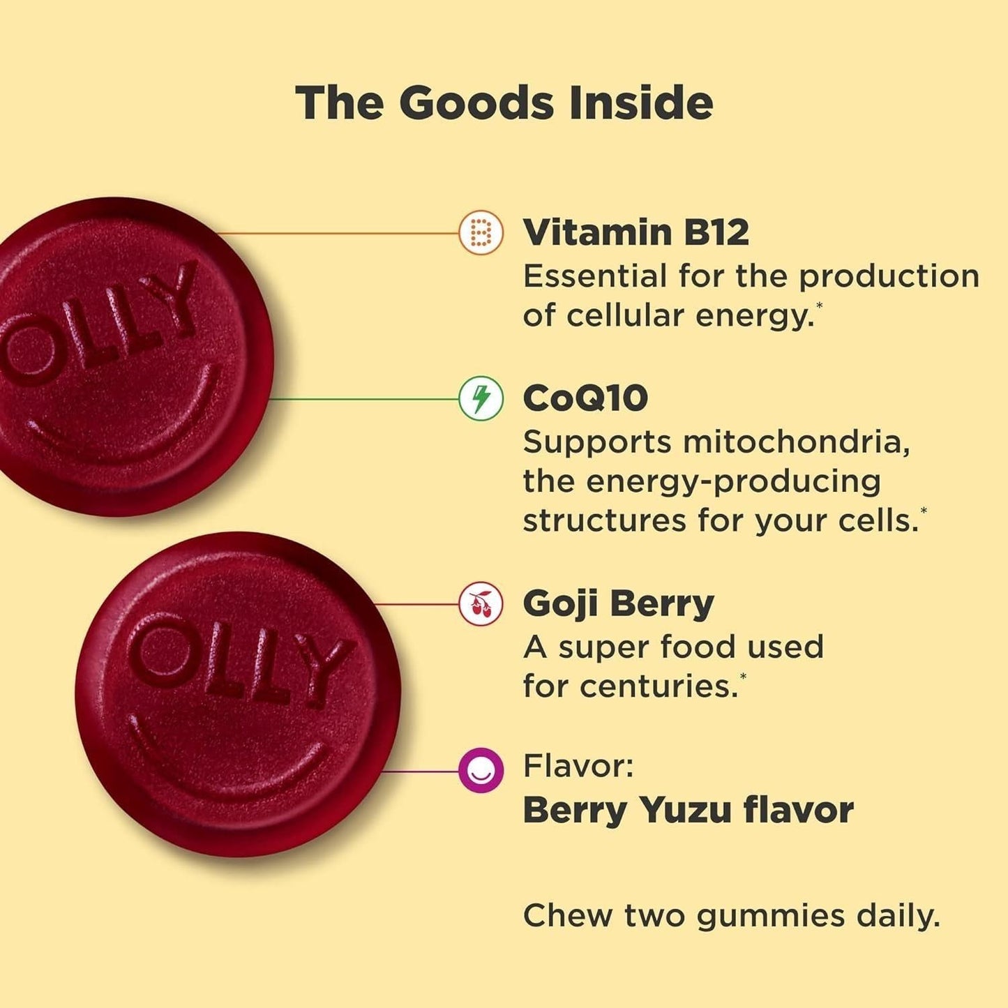 Powerful Daily Boost Gummies, Caffeine Free - 60 Pack