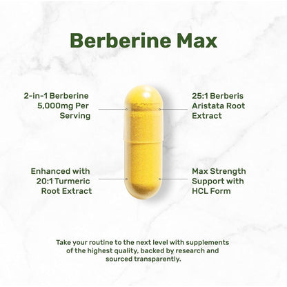 Natural Turmeric Berberine Supplement - 240 Veggie Caps