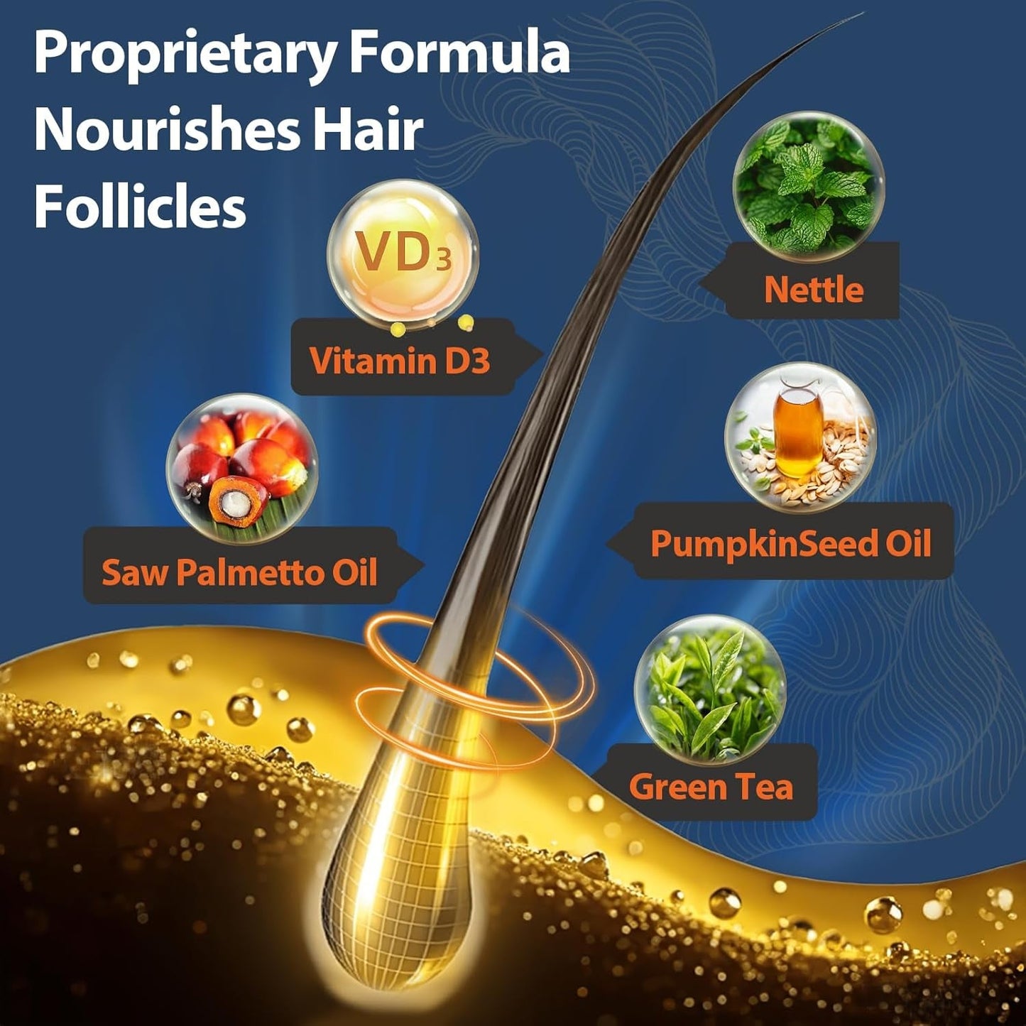 Natural Hair Growth Supplement for Men - 90 Capsules