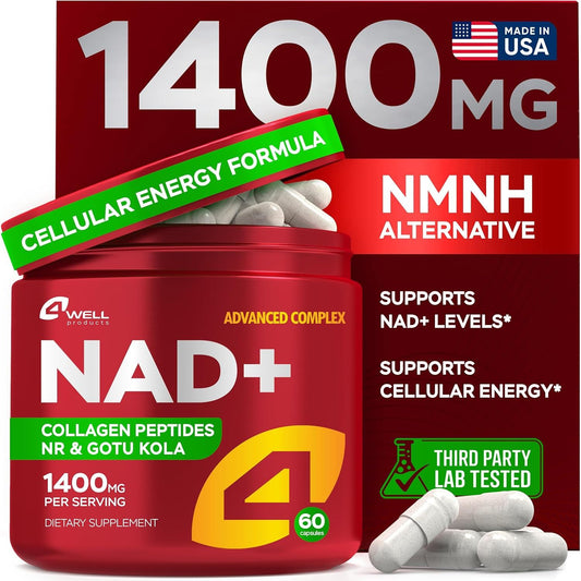Premium NAD+ Booster 1400mg 60 Capsules - Energy & Brain Support - Mycosmeticslondon