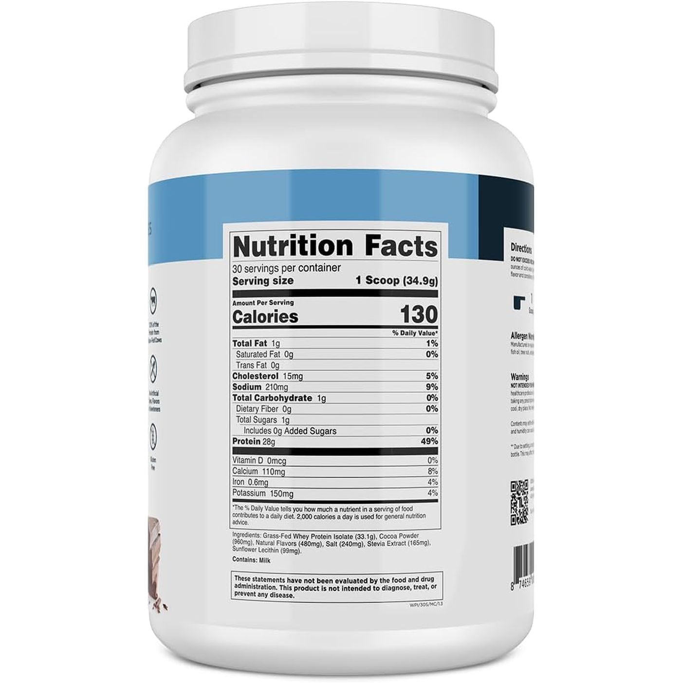 Pure Whey Protein Powder 30 Servings Milk Chocolate Flavor