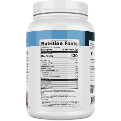 Pure Whey Protein Powder 30 Servings Milk Chocolate Flavor