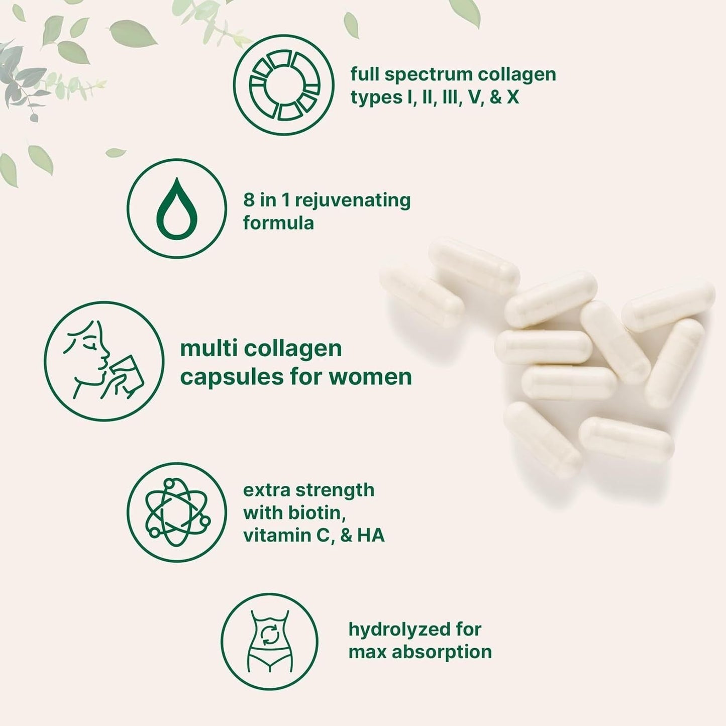 Premium Collagen Peptides Supplement - 240 Capsules