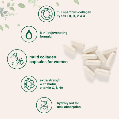 Premium Collagen Peptides Supplement - 240 Capsules