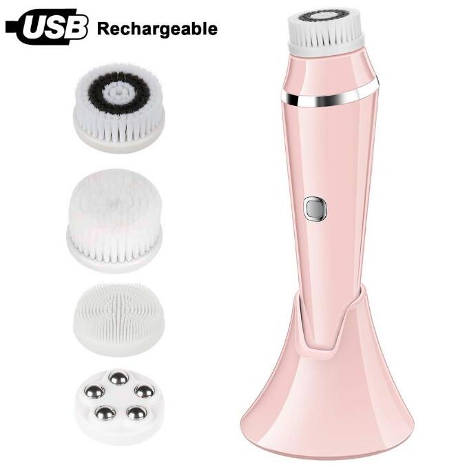 Portable 4-in-1 Rechargeable Face Cleanser Brush Set