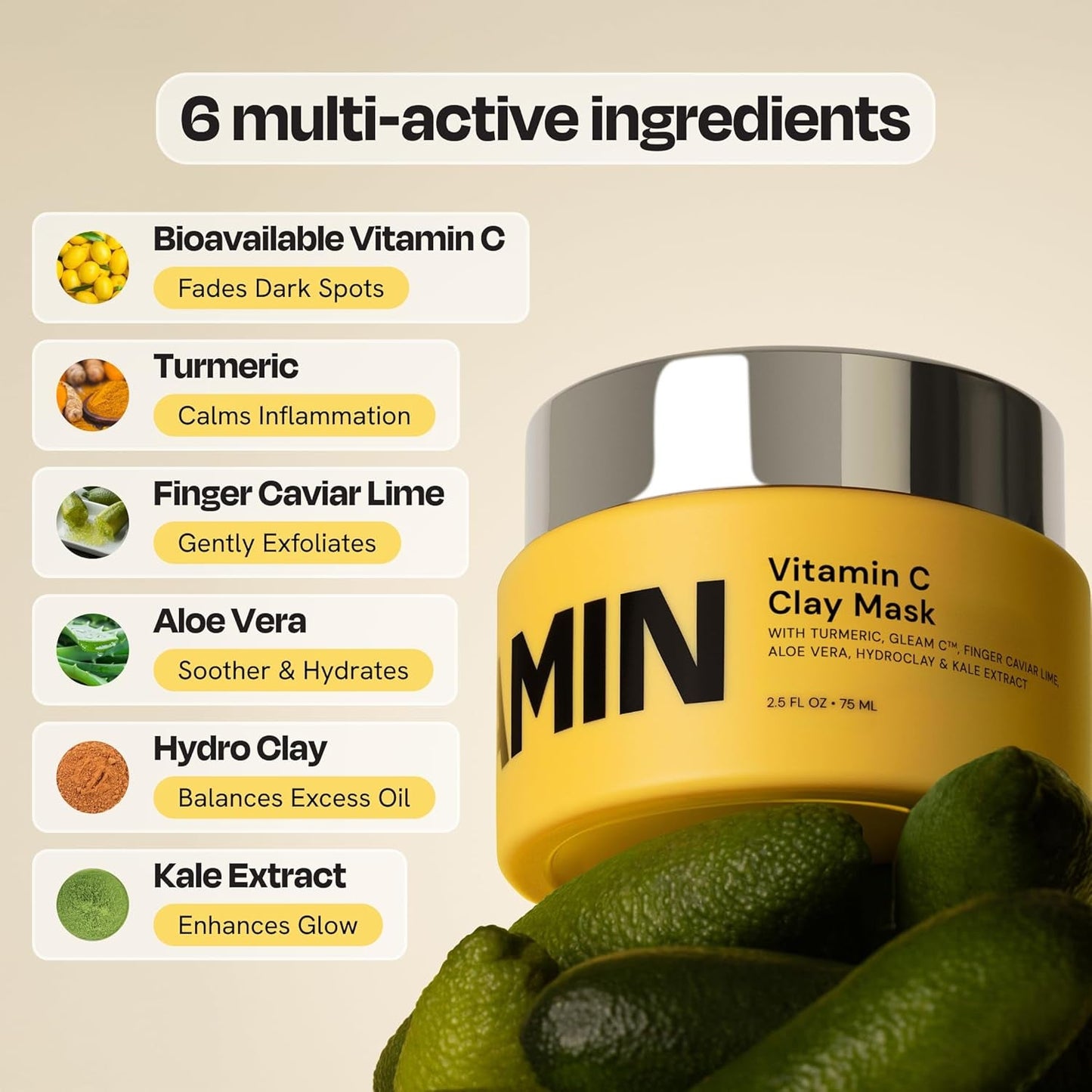 Natural Vitamin C Face Mask - 75ml | Brightening Skin Care