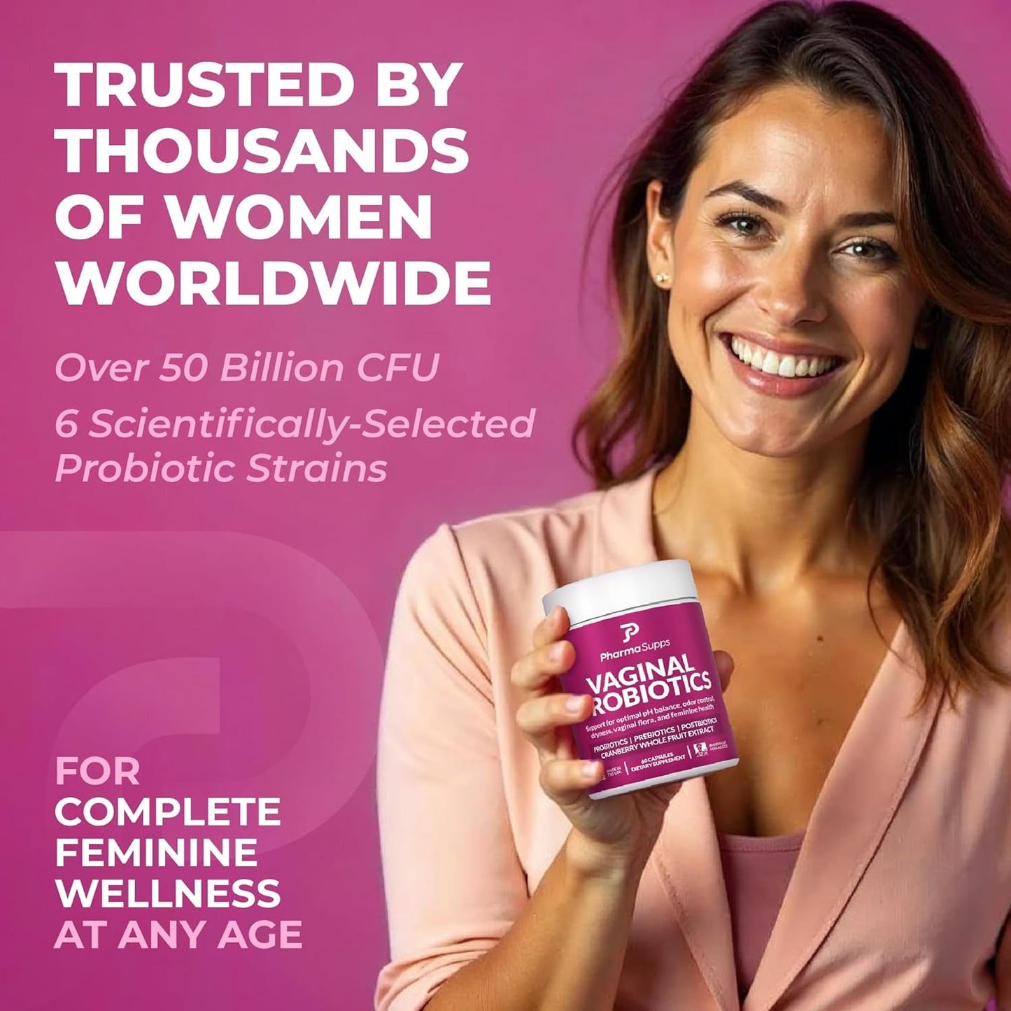 Natural Vaginal Health Probiotics 50B CFU + Cranberry