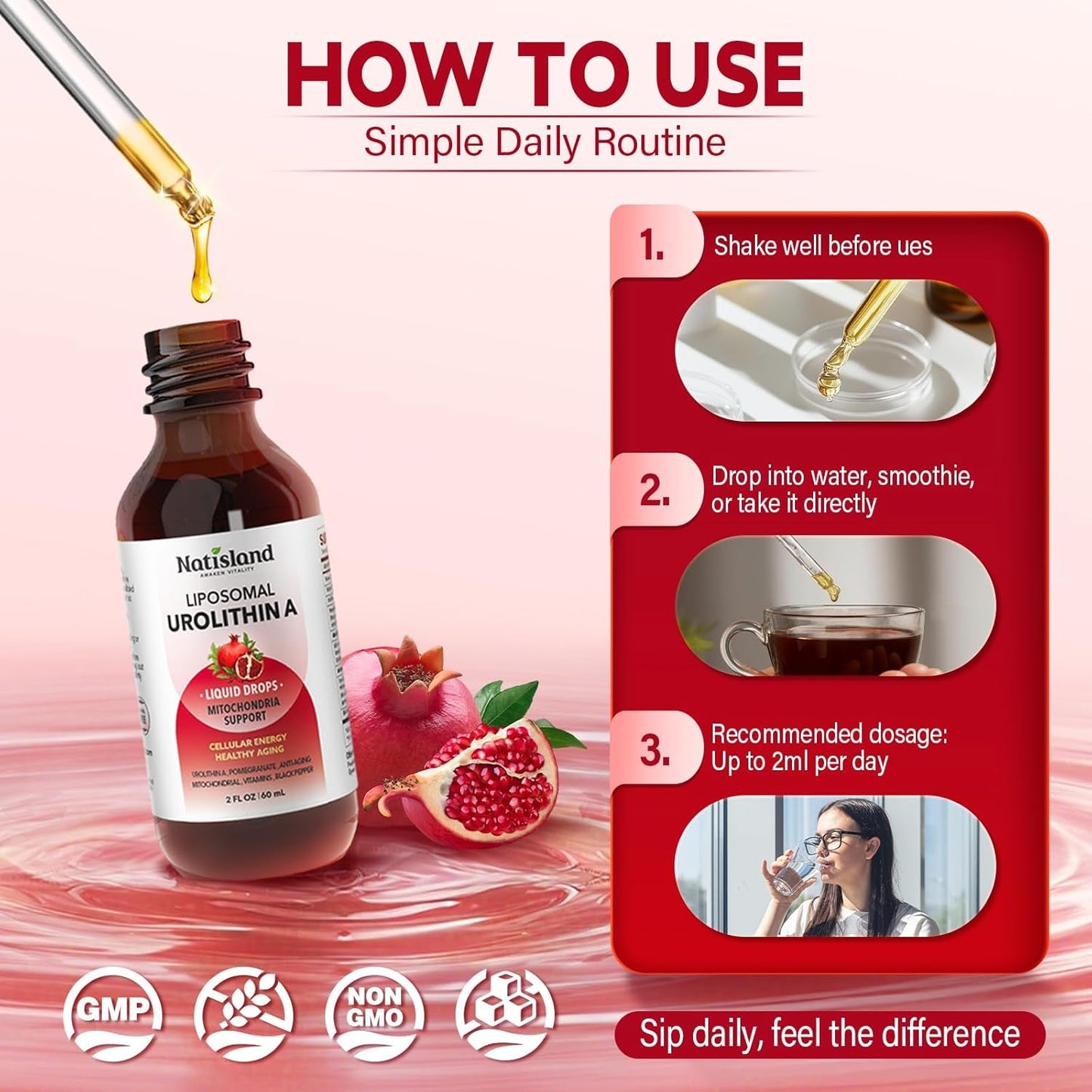 Powerful Anti Aging Liposomal Urolithin A Liquid Drops