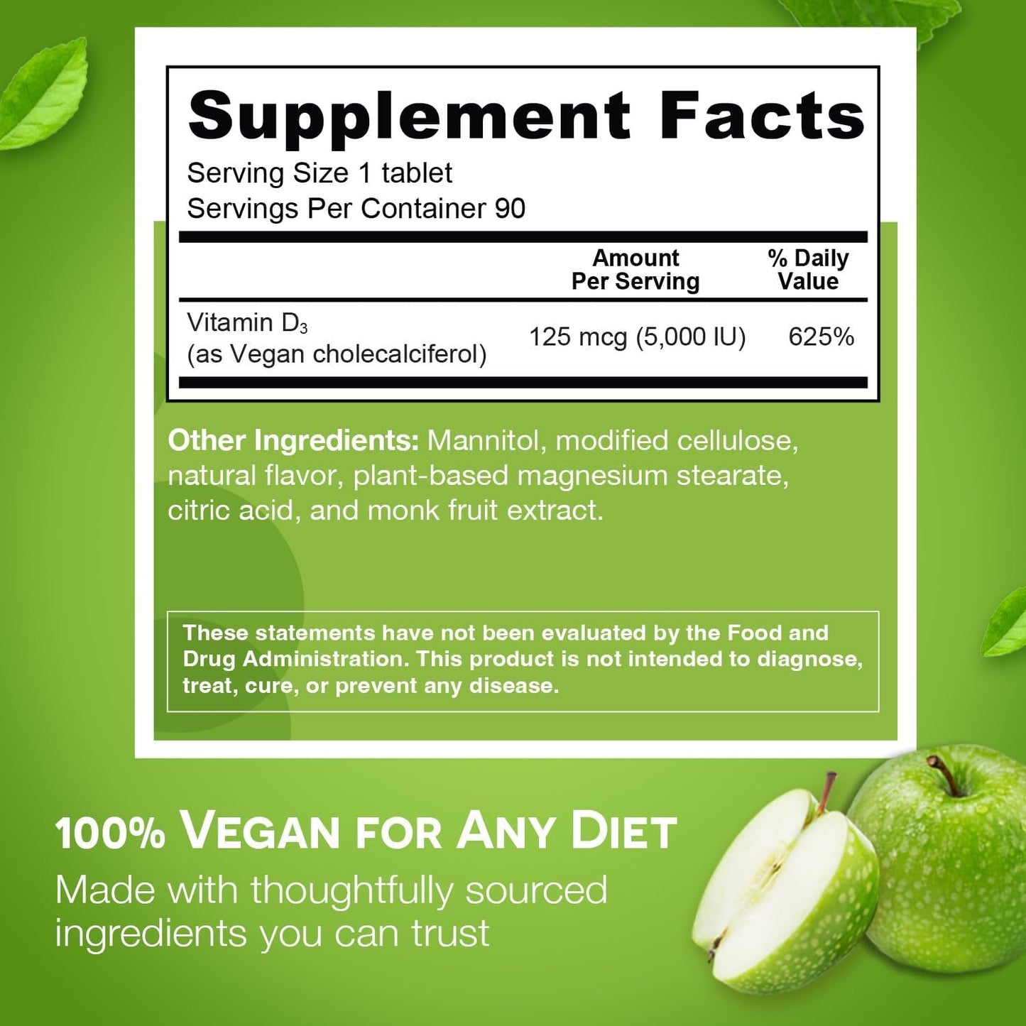 Quick Dissolve Vitamin D3 5000 IU Tablets
