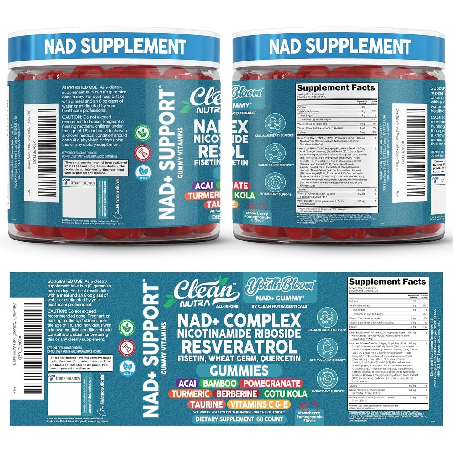 Natural Energy Boost NAD+ Gummies 60 Count