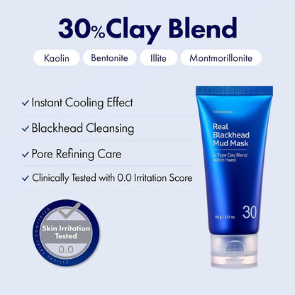 Natural Blackhead Face Mask 100g - Pore Cleansing Detox
