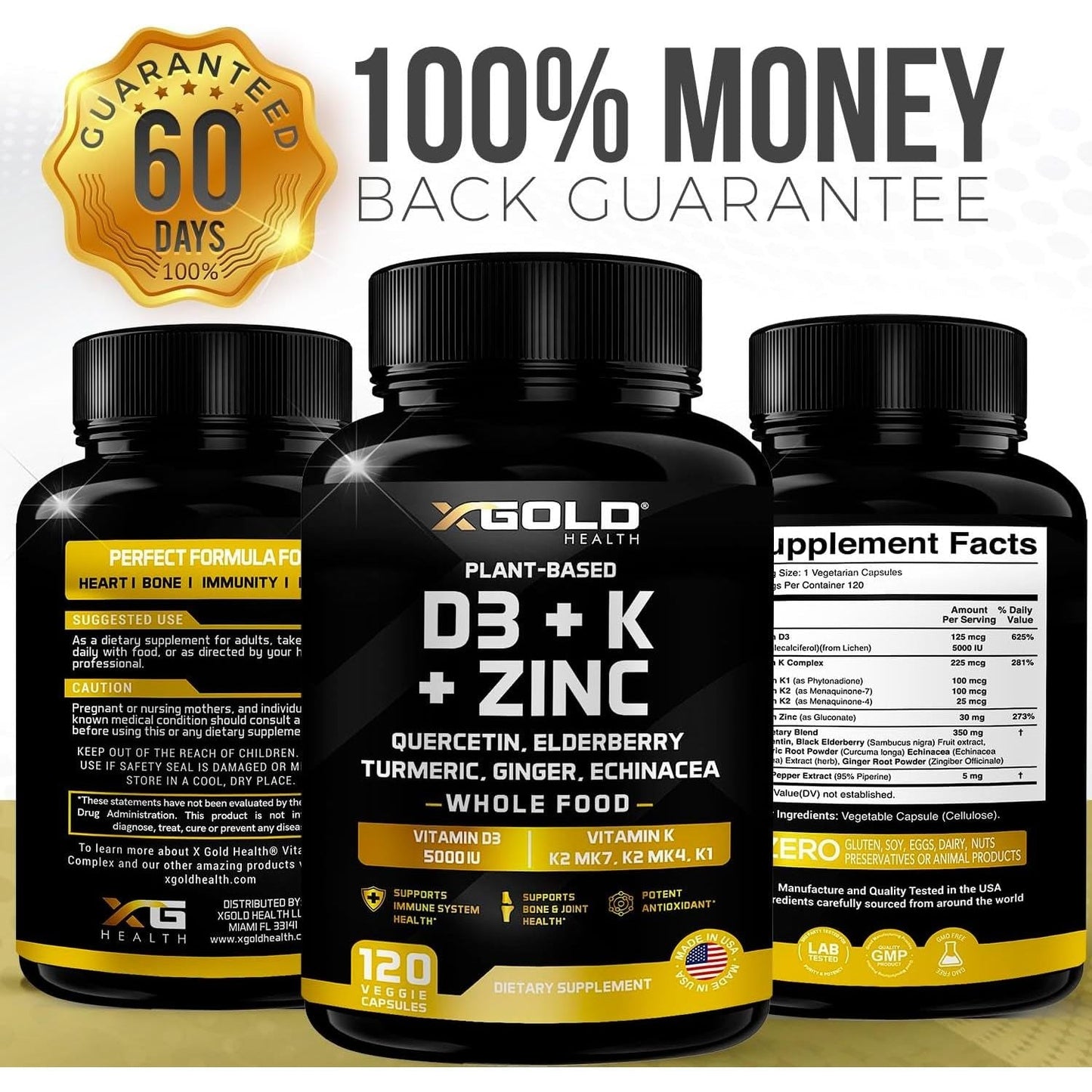 Premium Vegan D3 Supplement with Zinc and K