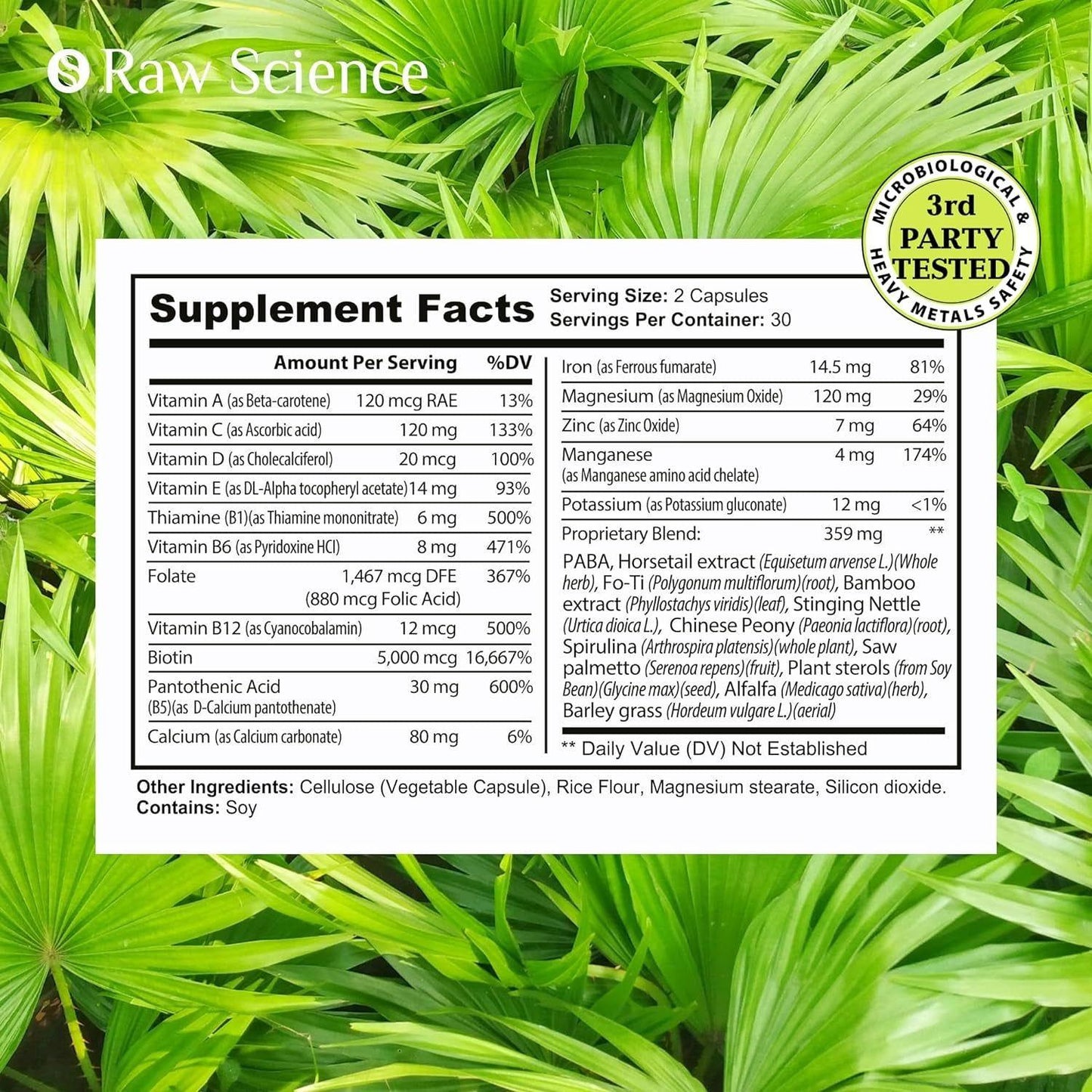 Natural Hair Growth Supplements - Biotin and Saw Palmetto Capsules