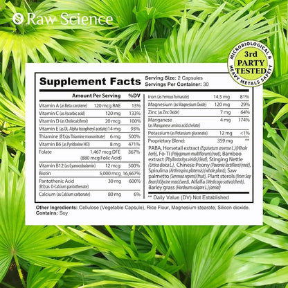 Natural Hair Growth Supplements - Biotin and Saw Palmetto Capsules
