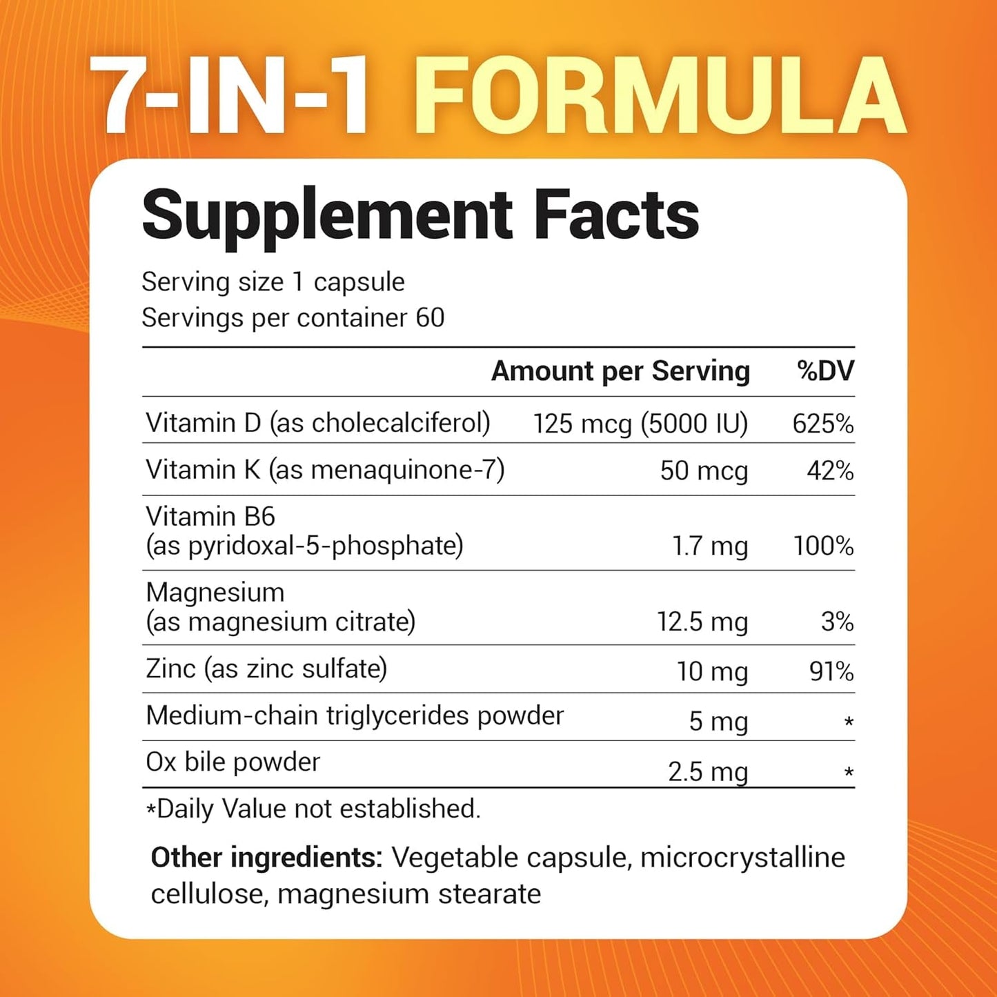 Vitamin D3 & K2 Supplement - 60 Capsules Bone Health