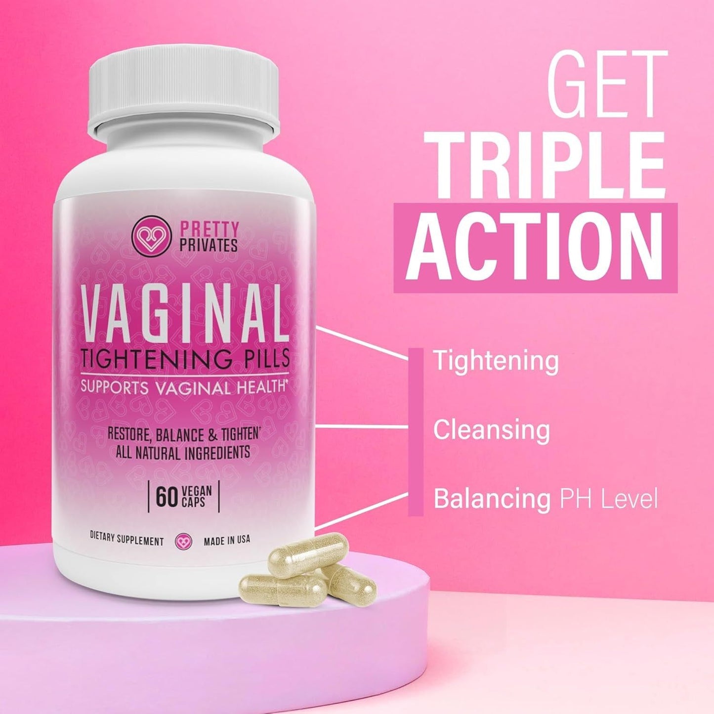 Natural Vaginal Tightening Supplements - 60 Capsules