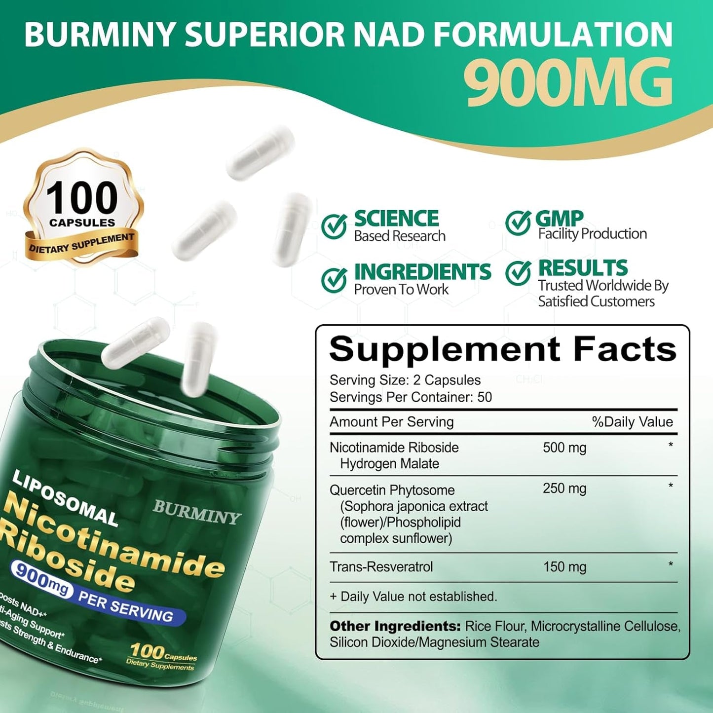 Premium NAD+ Booster Supplement Capsules