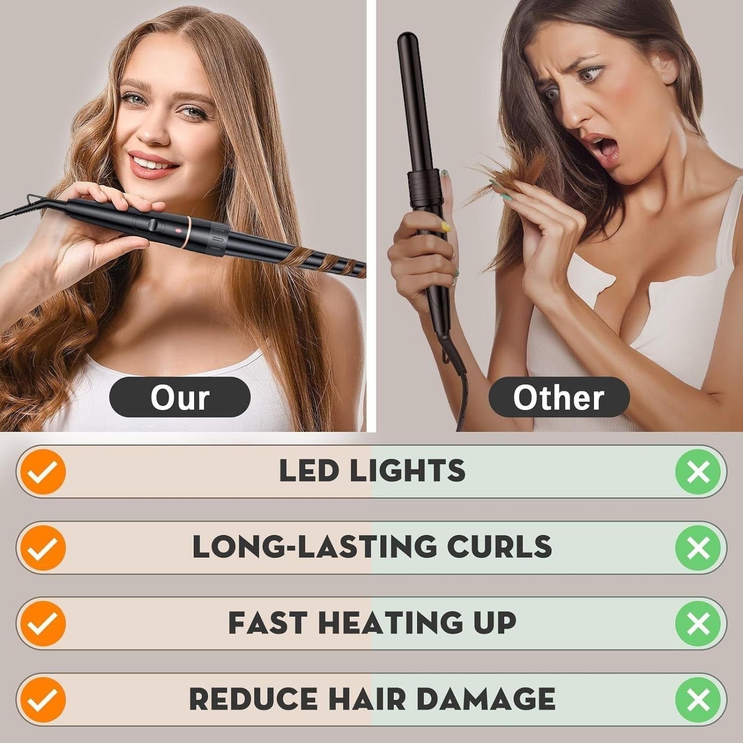 Premium 6-in-1 Ceramic Curling Iron Set