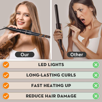 Premium 6-in-1 Ceramic Curling Iron Set