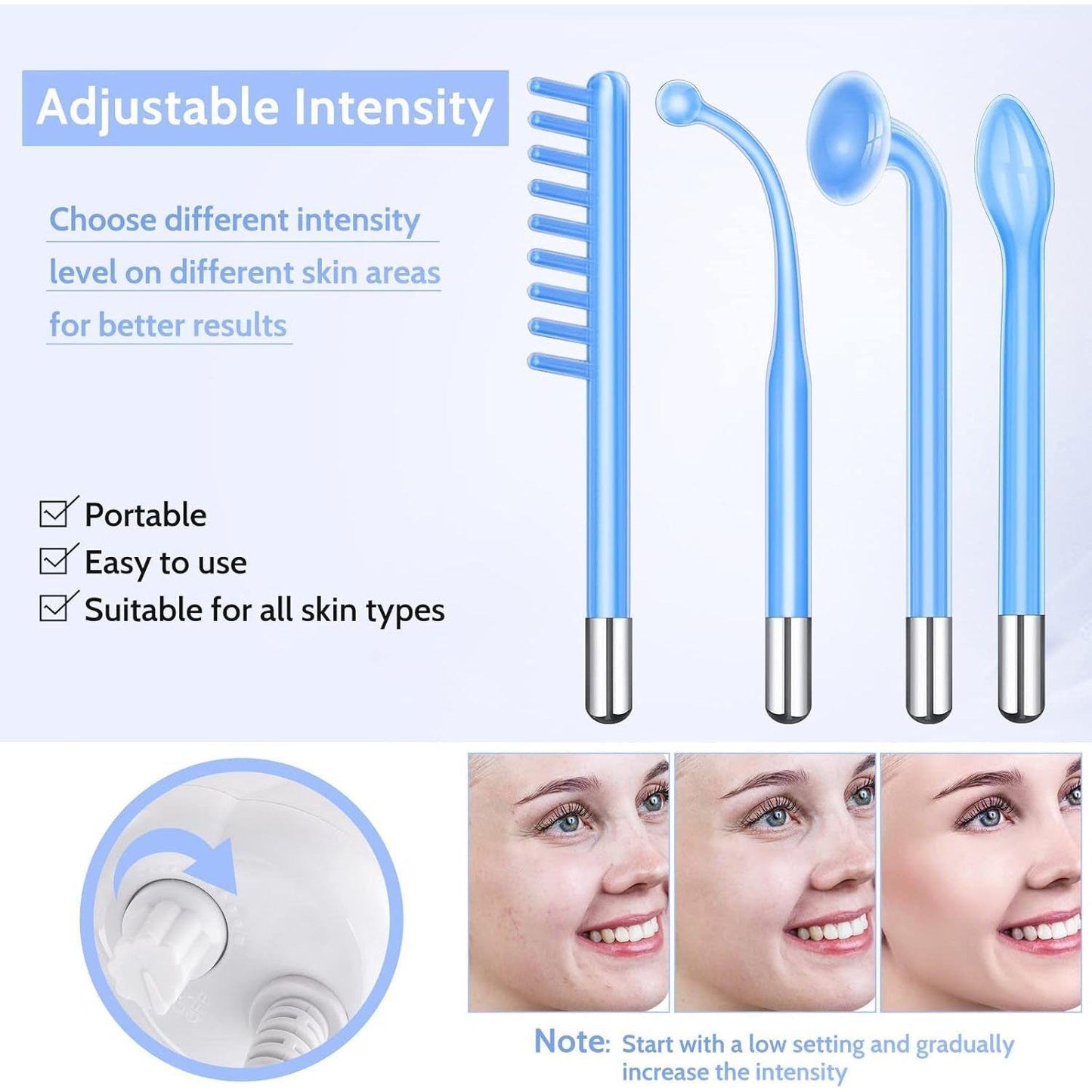Compact Rechargeable Facial Massager - Blue