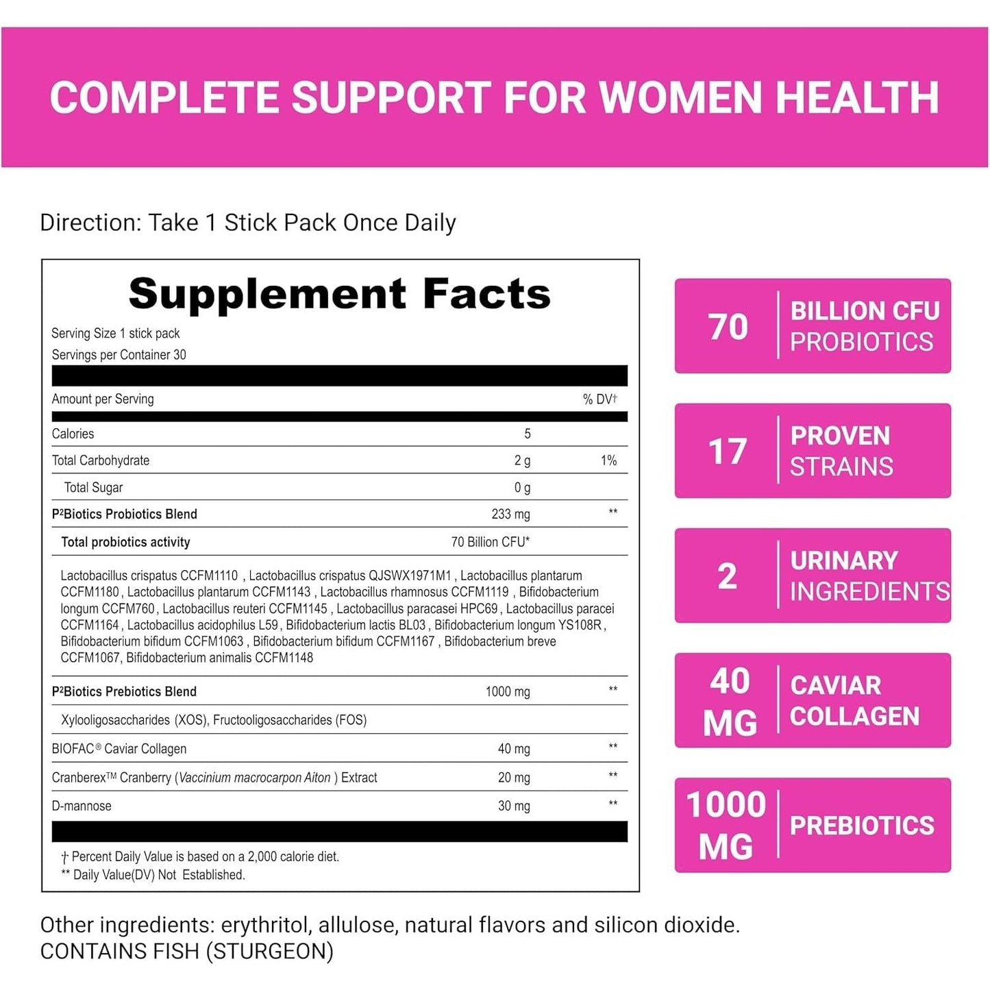 Natural Beauty Collagen Probiotic Supplement Sticks