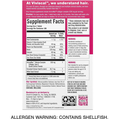 Natural Hair Thickening Vitamins for Women - 180 Tablets
