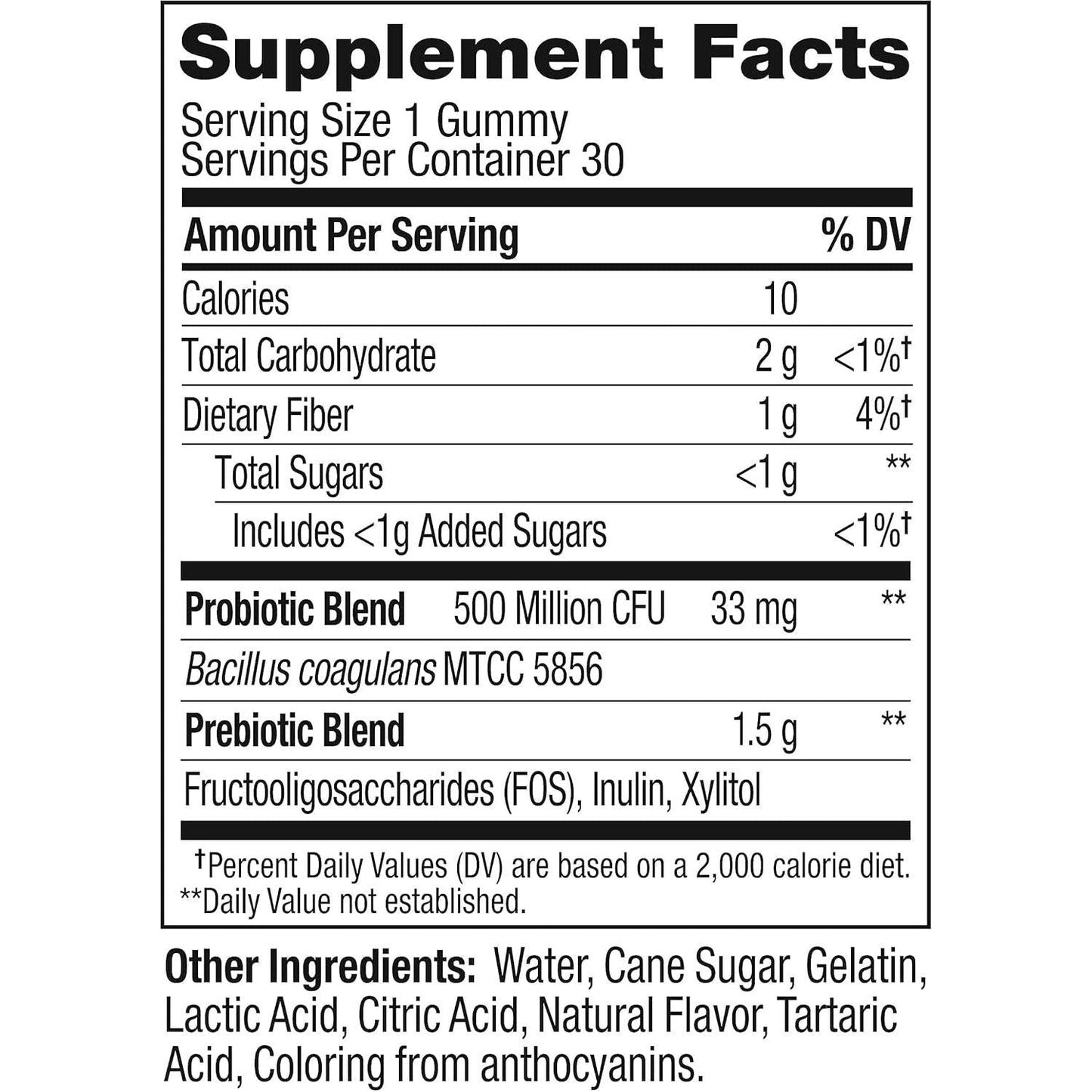 Probiotic Gummies for Digestive Health, 30 Day Peach Supply