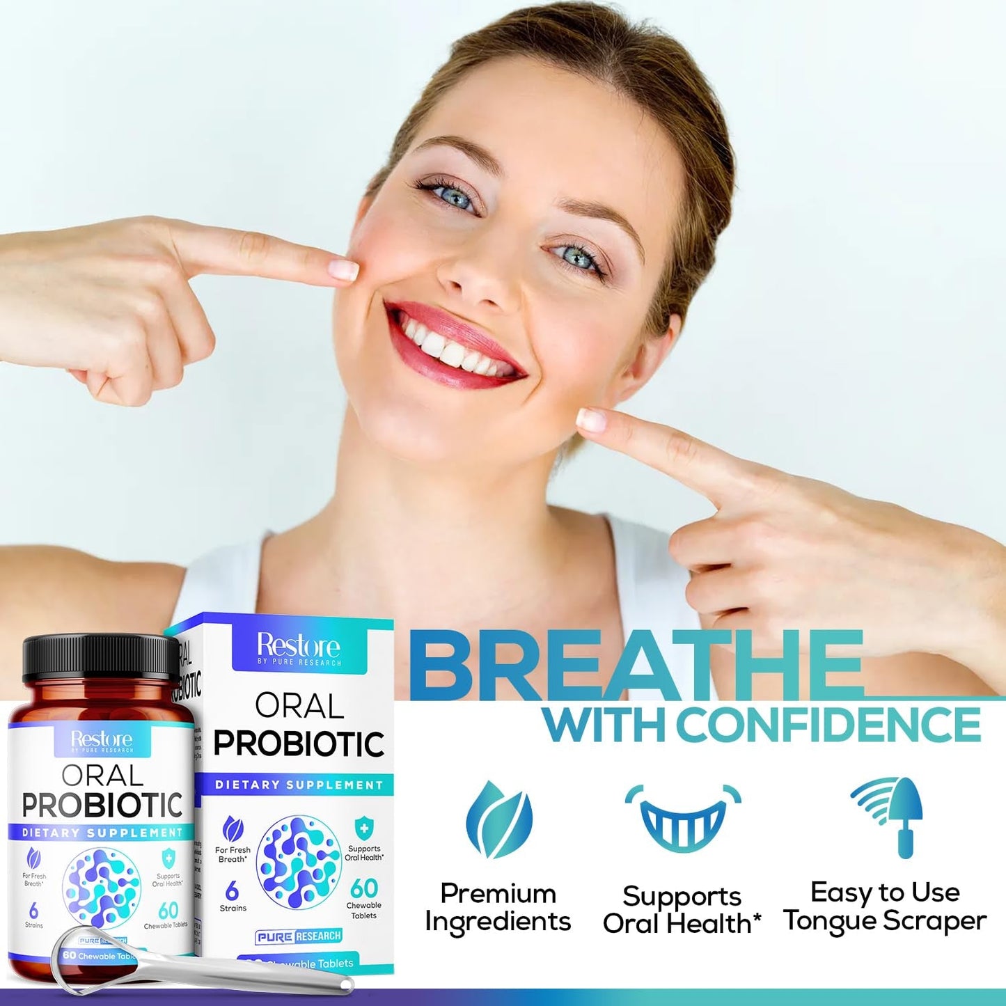 Natural Oral Health Probiotic 60 Tablets - Gum Support