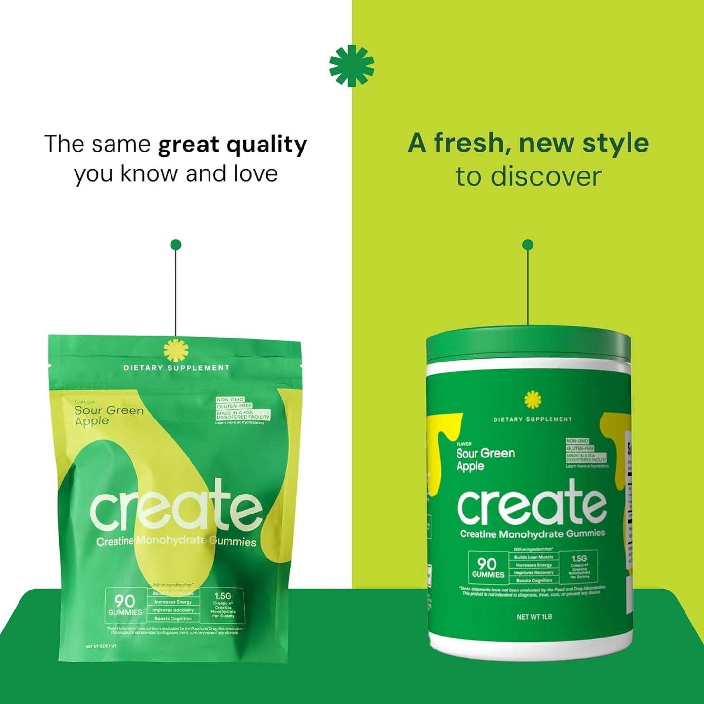 Strong Creatine Gummies - Green Apple, 90 Count