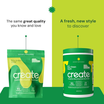 Strong Creatine Gummies - Green Apple, 90 Count