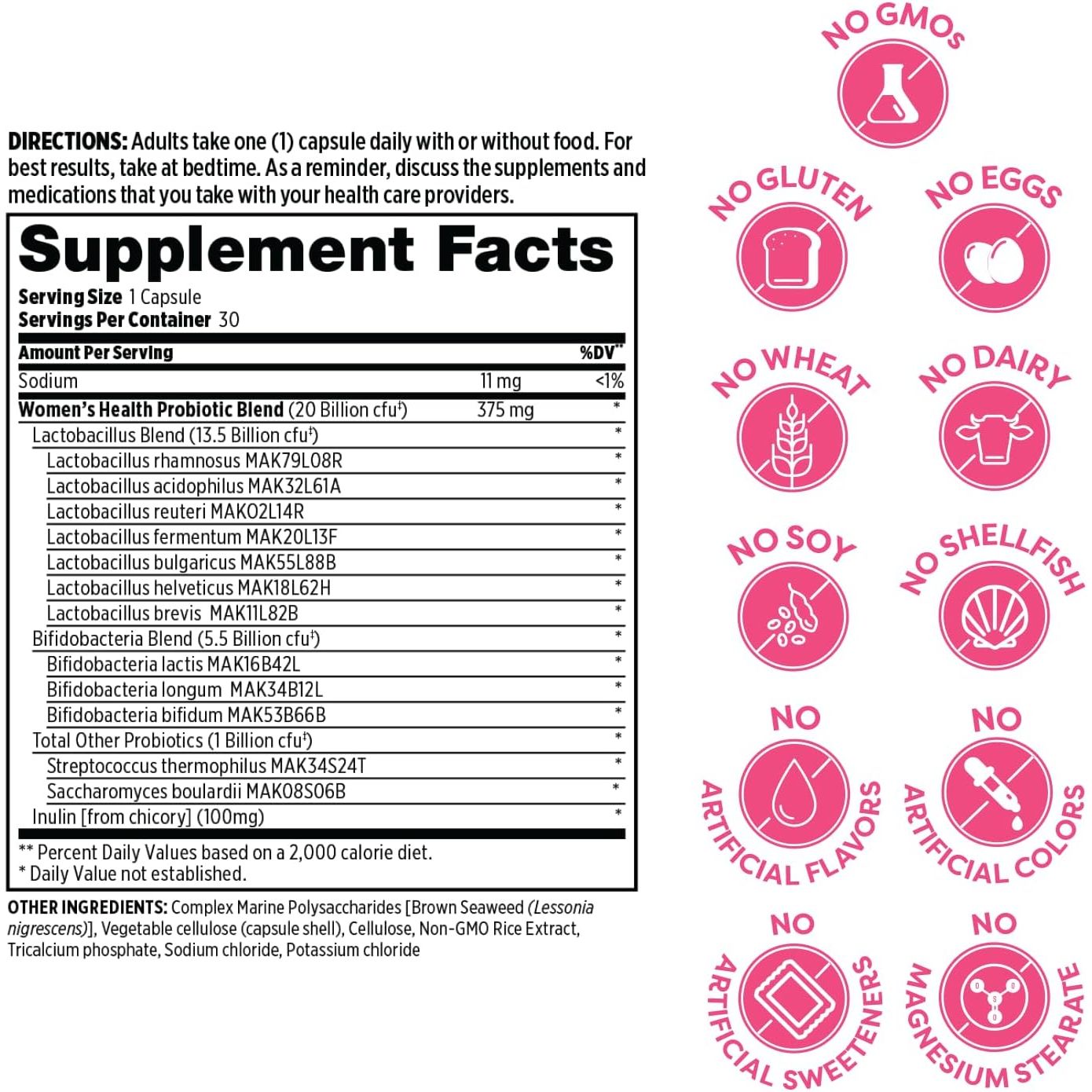 Women's Probiotic Supplement 20B CFU 30 Count