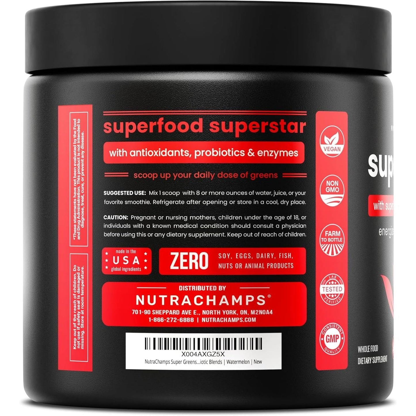 Green Food Supplement Powder with Probiotics and Enzymes