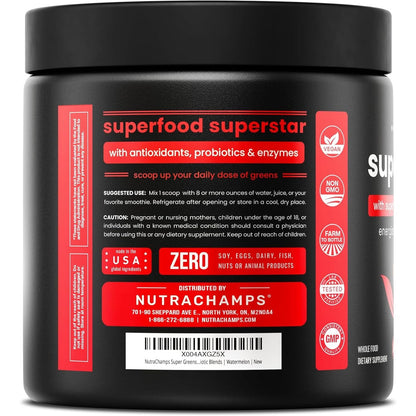 Green Food Supplement Powder with Probiotics and Enzymes