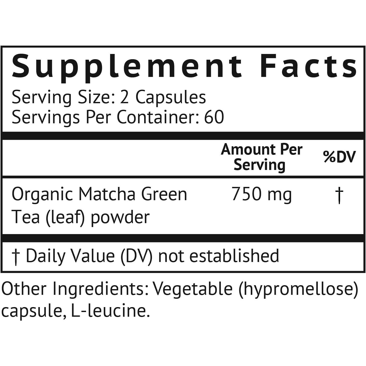 Green Tea Matcha Supplement Capsules - Boost Energy Focus
